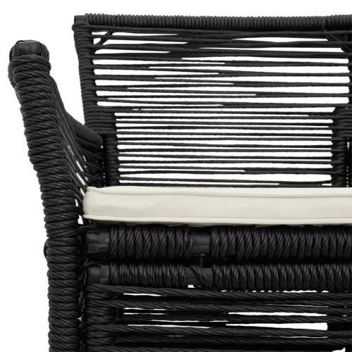  Kültéri szék párnával 4 pcs Fekete és Krém polirattan