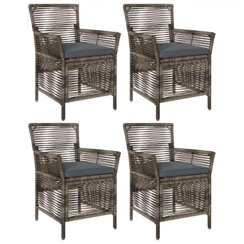  Kültéri szék párnával 4 pcs Szürke és sötétszürke polirattan