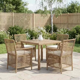  Kültéri szék párnával 4 pcs Beige és krém polirattan