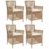 Kültéri szék párnával 4 pcs Beige és krém polirattan