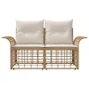  Kültéri kétfős kanapé 2 pcs Természetes és Krémszínű Fehér