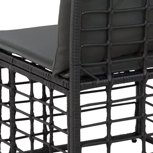  4-Személyes Kerti Kanapé Karfa Nélkül 4 pcs Fekete polirattan