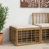  Kerti lábtartó párnával Természetes 55 x 55 x 37 cm polirattan