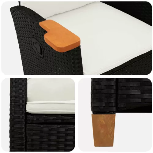  Dönthető szék tea tállal párnával 62 x 64 x 112 cm polirattan