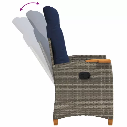  Dönthető szék tea tállal párnával 62 x 64 x 112 cm polirattan