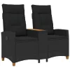  Dönthető pad asztallal Fekete 126 x 65 x 112 cm polirattan