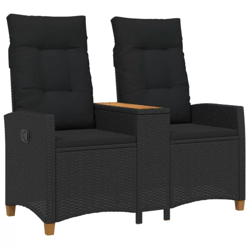  Dönthető pad asztallal Fekete 126 x 65 x 112 cm polirattan