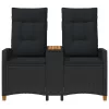  Dönthető pad asztallal Fekete 126 x 65 x 112 cm polirattan