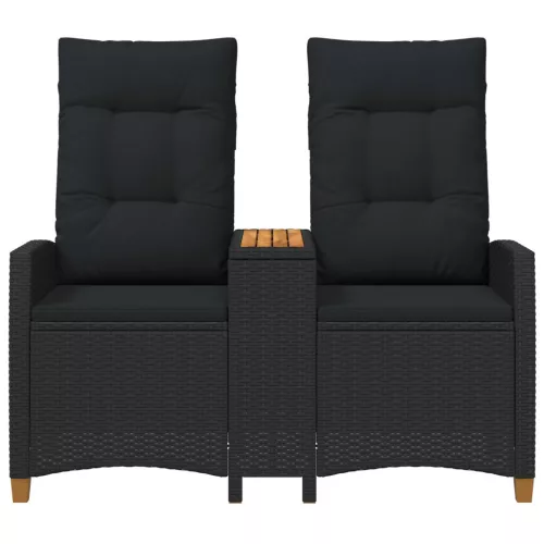  Dönthető pad asztallal Fekete 126 x 65 x 112 cm polirattan