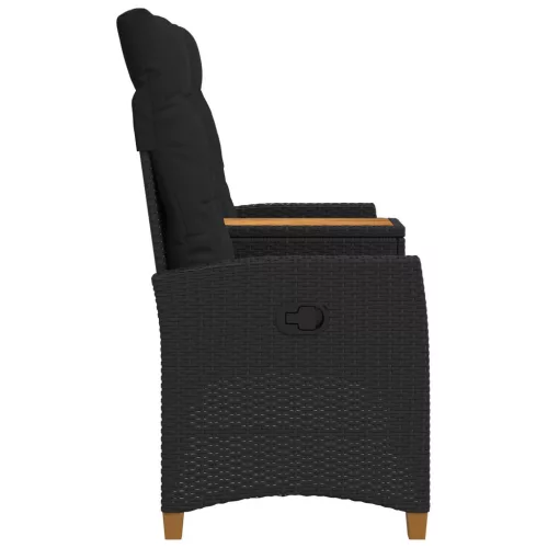  Dönthető pad asztallal Fekete 126 x 65 x 112 cm polirattan