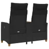  Dönthető pad asztallal Fekete 126 x 65 x 112 cm polirattan
