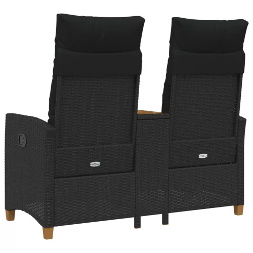  Dönthető pad asztallal Fekete 126 x 65 x 112 cm polirattan
