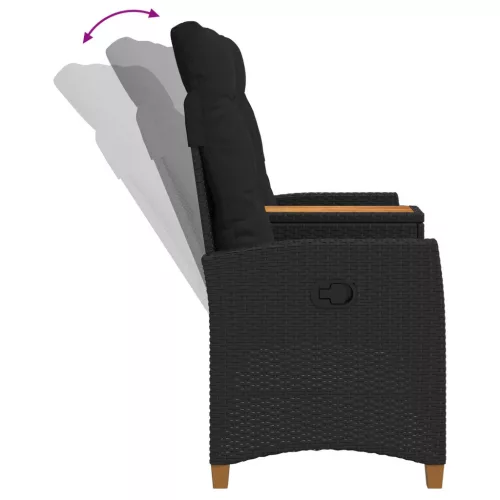  Dönthető pad asztallal Fekete 126 x 65 x 112 cm polirattan