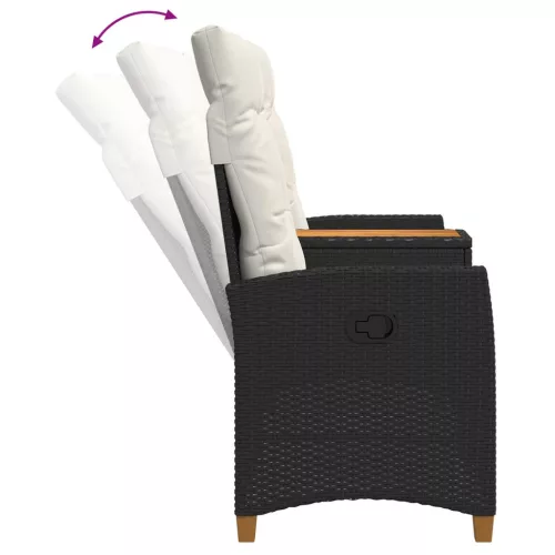  Dönthető pad asztallal Fekete és krémfehér 126 x 65 x 112 cm