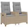  Dönthető pad asztallal Beige és Világosszürke 126 x 65 x 112 cm