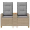  Dönthető pad asztallal Beige és Világosszürke 126 x 65 x 112 cm