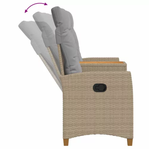  Dönthető pad asztallal Beige és Világosszürke 126 x 65 x 112 cm