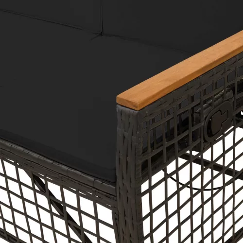  Kerti dönthető kanapé szett Állítható Fekete 164 x 164 x 112 cm