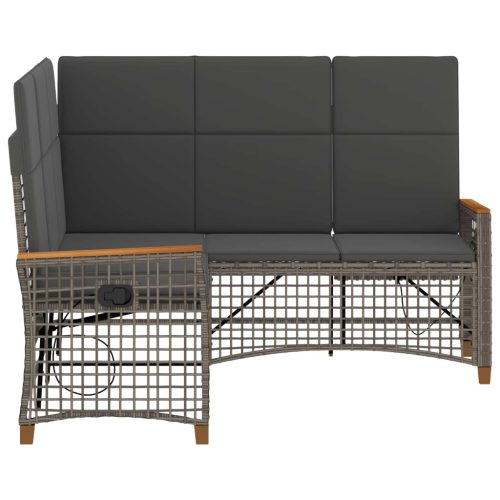  Kerti dönthető kanapé szett Szürke és sötétszürke polirattan