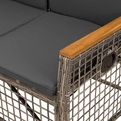  Kerti dönthető kanapé szett Szürke és sötétszürke polirattan