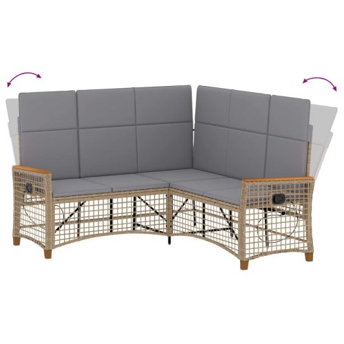  Kerti dönthető kanapé szett Beige és Világosszürke polirattan