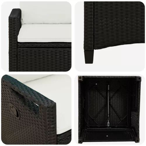  Kerti Szék 2 pcs Fekete és Krém 56 x 60 x 112 cm