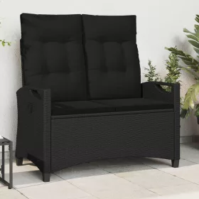    Kerti pad párnával Fekete 105 x 60 x 112 cm Acél és poliészter