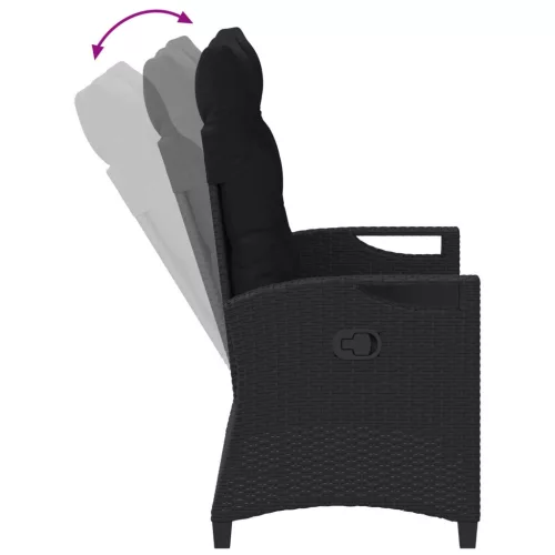  Kerti pad párnával Fekete 105 x 60 x 112 cm Acél és poliészter