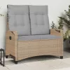  Kerti pad párnával Beige és Világosszürke 105 x 60 x 112 cm