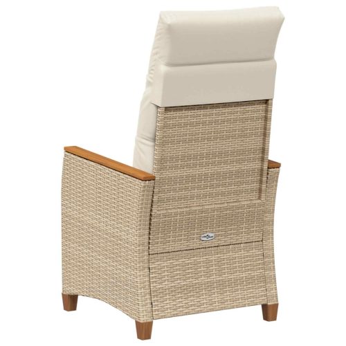 Fekvő Kerti Szék Beige és krém 64 x 57,5 x 112 cm polirattan