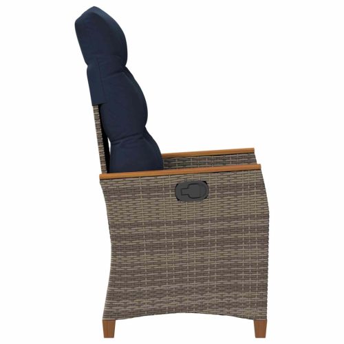  Fekvő Kerti Szék párnával Szürke és sötétkék 64 x 57,5 x 112 cm