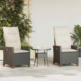    Fekvő Kerti Szék Fekete és Krém 64 x 57,5 x 112 cm polirattan