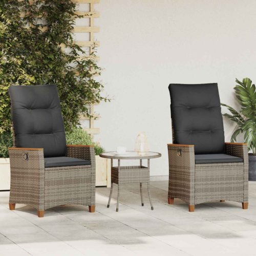  Fekvő Kerti Szék Szürke és sötétszürke 64 x 57,5 x 112 cm