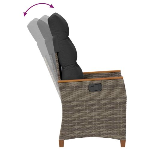  Fekvő Kerti Szék Szürke és sötétszürke 64 x 57,5 x 112 cm