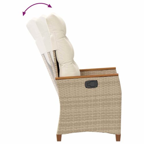  Fekvő Kerti Szék Beige és krém 64 x 57,5 x 112 cm polirattan