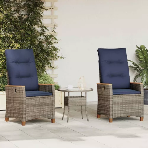  Fekvő Kerti Szék 2 pcs Szürke és sötétkék 64 x 57,5 x 112 cm