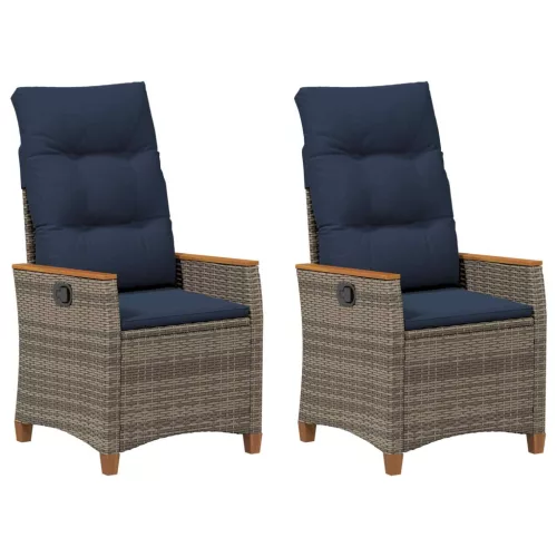  Fekvő Kerti Szék 2 pcs Szürke és sötétkék 64 x 57,5 x 112 cm