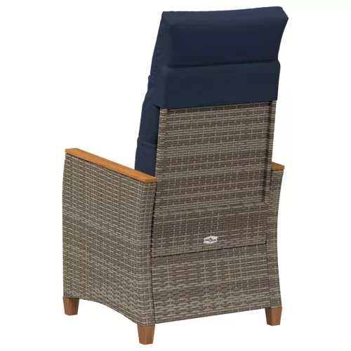  Fekvő Kerti Szék 2 pcs Szürke és sötétkék 64 x 57,5 x 112 cm