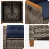  Fekvő Kerti Szék 2 pcs Szürke és sötétkék 64 x 57,5 x 112 cm