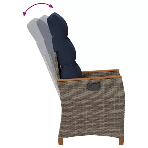  Fekvő Kerti Szék 2 pcs Szürke és sötétkék 64 x 57,5 x 112 cm