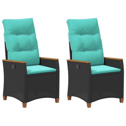  Fekvő Kerti Szék Fekete és Türkiz 64 x 57,5 x 112 cm polirattan