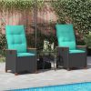  Fekvő Kerti Szék Fekete és Türkiz 64 x 57,5 x 112 cm polirattan