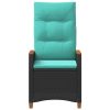  Fekvő Kerti Szék Fekete és Türkiz 64 x 57,5 x 112 cm polirattan