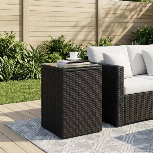  Oldal asztal Fekete 35 x 35 x 70 cm polirattan