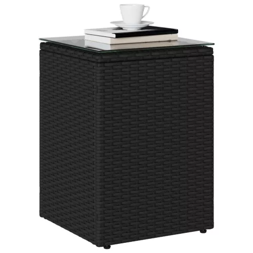  Oldal asztal Fekete 35 x 35 x 70 cm polirattan