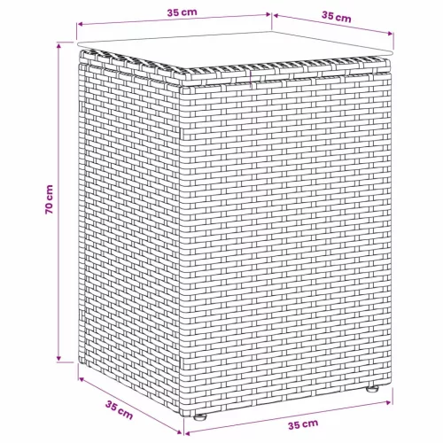  Oldal asztal Fekete 35 x 35 x 70 cm polirattan