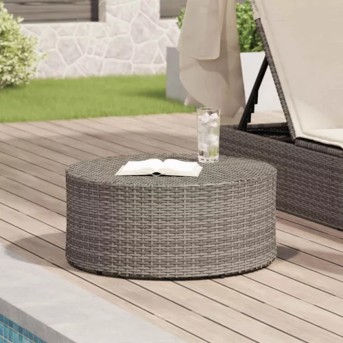  Kültéri dohányzóasztal Szürke Ø 68 x 30 cm polirattan