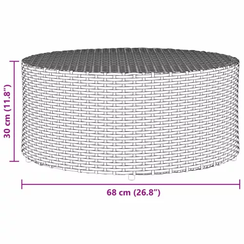  Kültéri dohányzóasztal Szürke Ø 68 x 30 cm polirattan