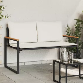    pad párnával Fekete és krémfehér 115 x 65 x 72 cm Rattan
