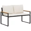  pad párnával Fekete és krémfehér 115 x 65 x 72 cm Rattan